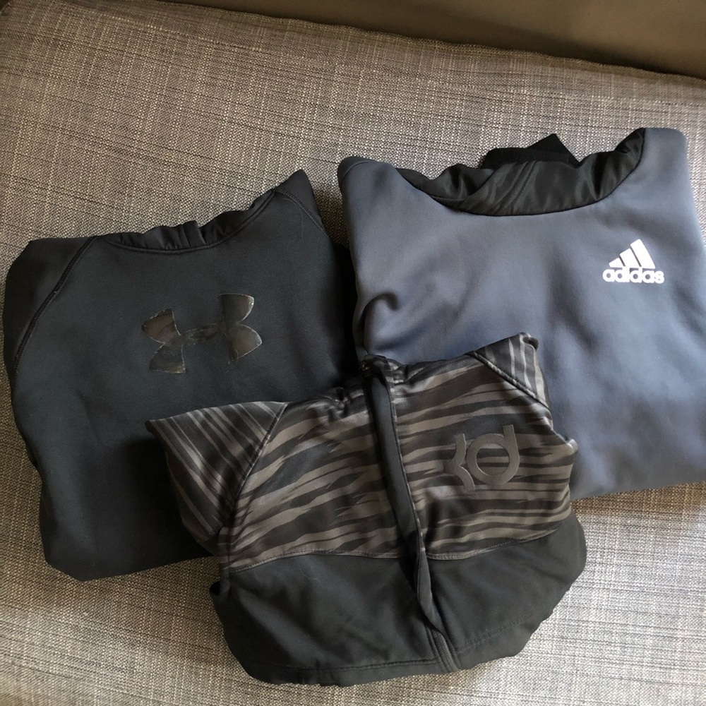 Boys L lot of 3 Adidas/Under Amour/Nike hoodies